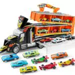 JOYIN Transporter Truck Spielzeugautos mit Lichtern und Sound für Kinder ab 3