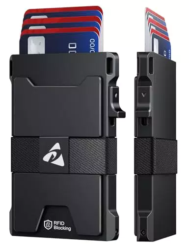 Minimalistisches Aluminium Kartenetui Herren mit RFID Schutz und Pop-Up Funktion