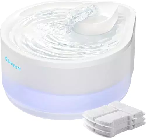 Katzenbrunnen – Leiser Trinkbrunnen mit LED und Aktivkohlefilter für Katzen