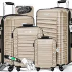KESSER 4tlg. Hartschalenkofferset Hartschalenkoffer Reisekoffer Set Reisekofferset Trolley Koffer Inkl. Kofferwaage + Gepäckanhänger Rollkoffer Schloss 4 Rollen ABS-Hartschale Teleskopgriff S-M-L-XL