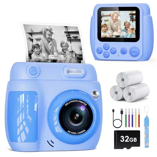 LETSHAHA Kinder Sofortbildkamera 1080P 20MP mit Bildschirm und Druckfunktion