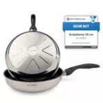 KLAMER Bratpfanne aus Edelstahl, induktionsgeeignet mit Antihaftbeschichtung