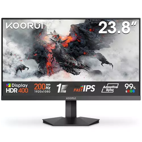 KOORUI Gaming Monitor G2411P 24 Zoll, 200Hz, FHD, Fast IPS, HDR400, 1ms, Adaptive Sync