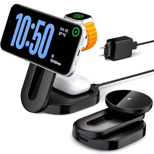 KPON MagSafe 3-in-1 Faltbare Ladestation für iPhone, Apple Watch & AirPods