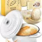 KRUSTENZAUBER Gusseisen Brotbacktopf emailliert mit Zubehör und Gärkorb