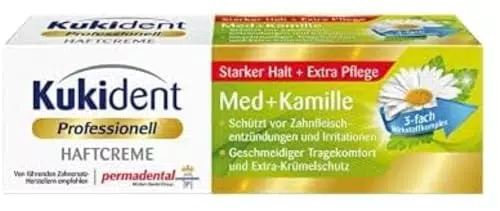 Kukident Professionell Haftcreme Med + Kamille für Zahnprothesen, starker Halt