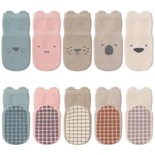 Kyopp Baby ABS Socken rutschfest mit Tiermotiven aus Baumwolle