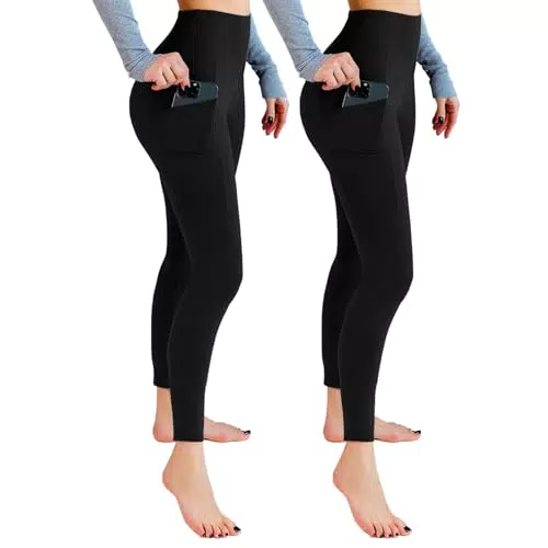Leafigure High Waist Sport Leggings Damen mit Taschen für Yoga und Fitness