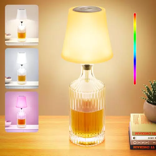 LED Akku Flaschenlampe mit Touch Control, dimmbar, IP54, kabellos für Innen & Außen