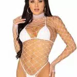 Leg Avenue Sexy Netz Teddy mit Rollkragen für Damen – Verführerische Dessous