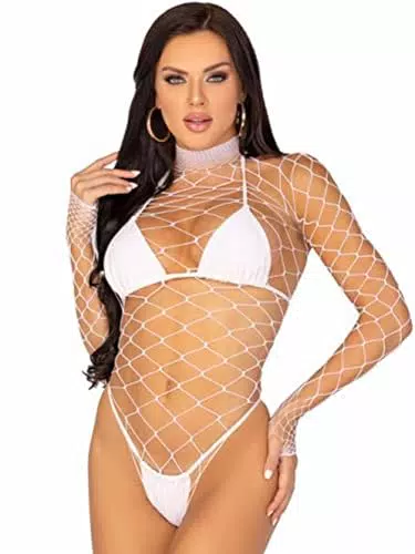 Leg Avenue Sexy Netz Teddy mit Rollkragen für Damen – Verführerische Dessous