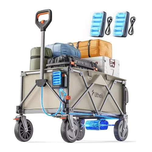 Litheli W1 Pro Elektrischer Faltbarer Bollerwagen mit Motor und Bremsen für Outdoor