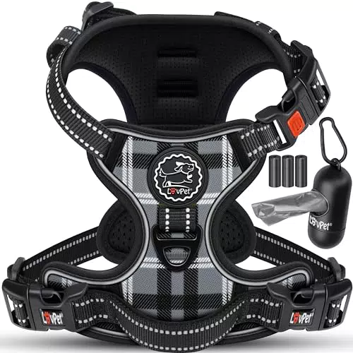 LOVPET Hundegeschirr ohne Zug & Würgen für kleine Hunde & Welpen atmungsaktiv & weich Brustgeschirr reflektierend