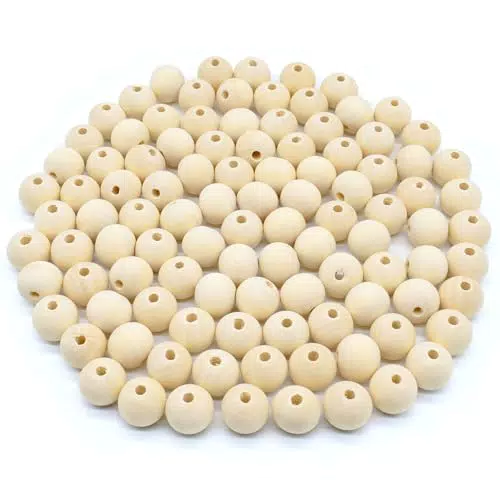 Lufcziel Holzperlen 20mm – Runde Holzkugeln mit Loch zum Basteln und Makramee