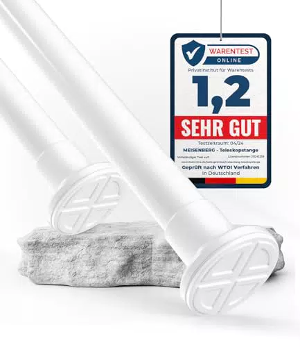 MEISENBERG Teleskopstange ohne Bohren 260-310cm, Ø32mm Grau Multifunktionale Gardinenstange Klemmbar - Vorhangstange