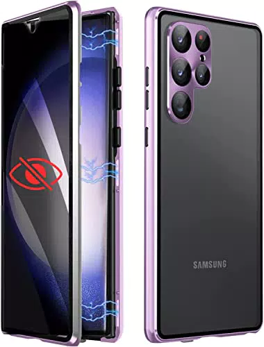 Miimall Hülle kompatibel mit Samsung Galaxy S23 Ultra mit Anti-Spy Displayschutz