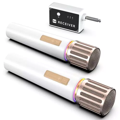 Kabelloses Karaoke Mikrofon mit LED, 40h Akku, Lautstärkeregelung und 200m Reichweite