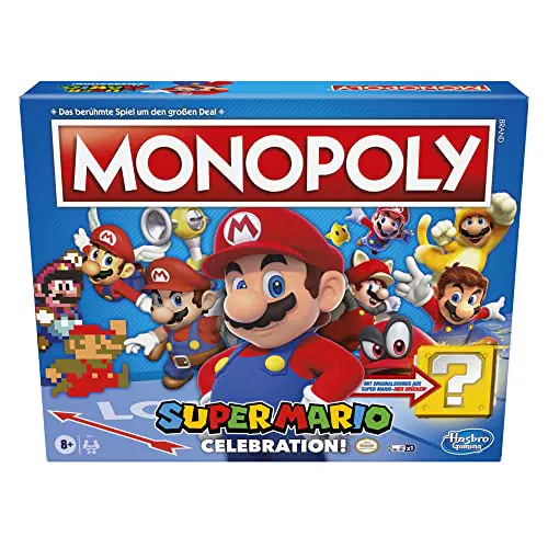 Monopoly Super Mario Celebration Brettspiel mit Soundeffekten für Fans ab 8 Jahren