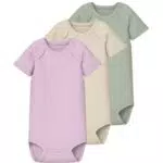 Name it Baby Unisex Nbnbody 3P Ss Solid Rib Noos Kurzarm Body