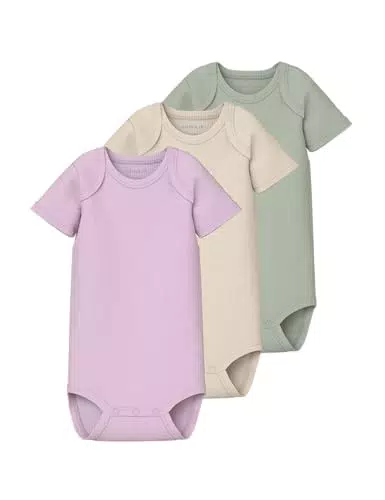 Name it Baby Unisex Nbnbody 3P Ss Solid Rib Noos Kurzarm Body