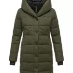 Navahoo Damen Wintermantel Knutschilein – Langer Steppmantel mit Kapuze & Fleece-Kragen