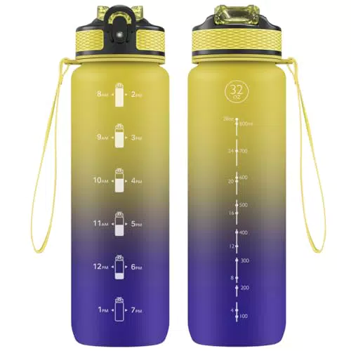 NAVTUE Trinkflasche mit Strohhalm BPA-frei auslaufsicher für Sport & Fitness