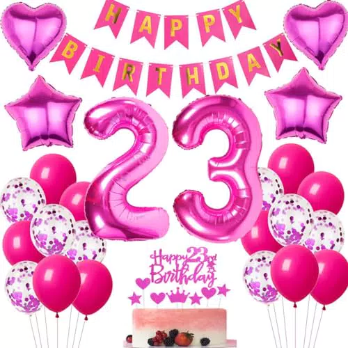 Ohaoduo Geburtstagsdeko für Frauen – Dekoration zum 23. Geburtstag mit Ballons