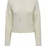ONLY Marilla Langarm Pullover mit Perlen und Rundhalsausschnitt