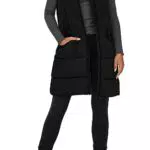 ONLY Damen 3/4-lange Steppweste ONLMatilde Long mit Stehkragen 15274066 Black