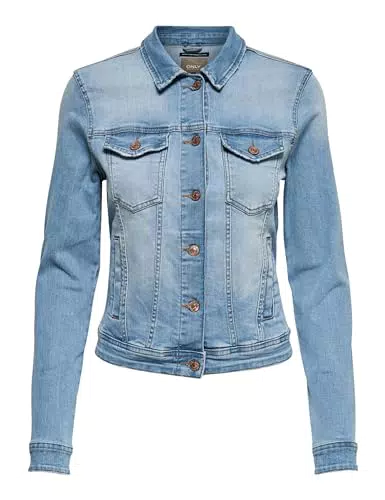 ONLY Damen Jeansjacke, Kurze Denim Übergangsjacke Blau