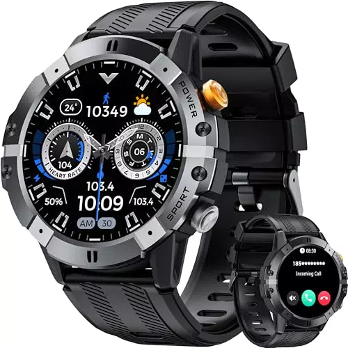 OUKITEL Smartwatch Herren Wasserdicht mit HD Display, 100+ Sportmodi, Pulsmesser