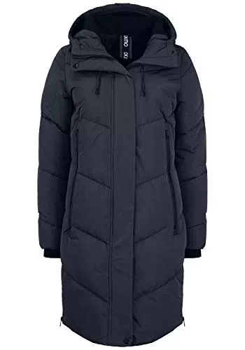 OXMO OXJuna Damen Wintermantel Parka mit Kapuze und Reißverschlusstaschen