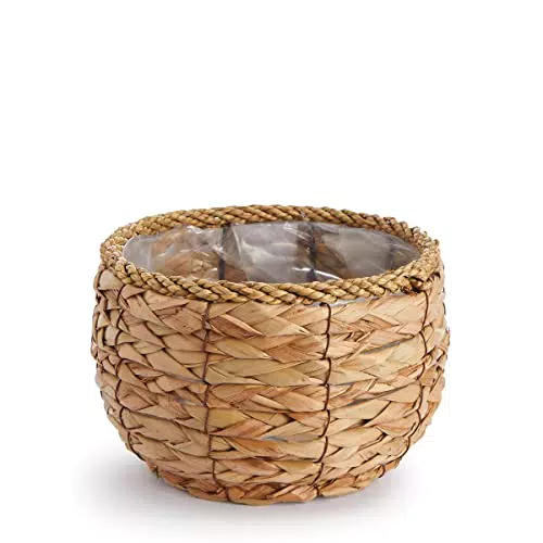 Paco Home Blumentopf Übertopf aus Rattan mit Folieneinsatz für Zimmerpflanzen