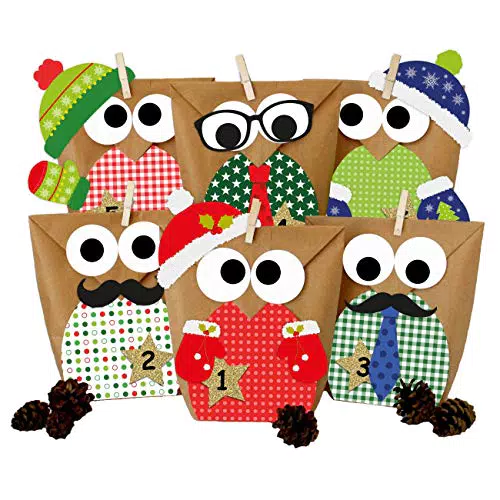 Papierdrachen DIY Adventskalender Eulen Weihnachten zum Befüllen für Kinder