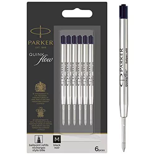 Parker Ballpoint Pen Refills, Medium Point, Blue QUINKflow Ink