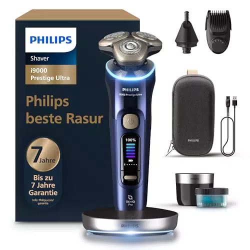 Philips Rasierer i9000 Prestige - Nass- und Trockenrasierer mit Sensor & Trimmeraufsatz