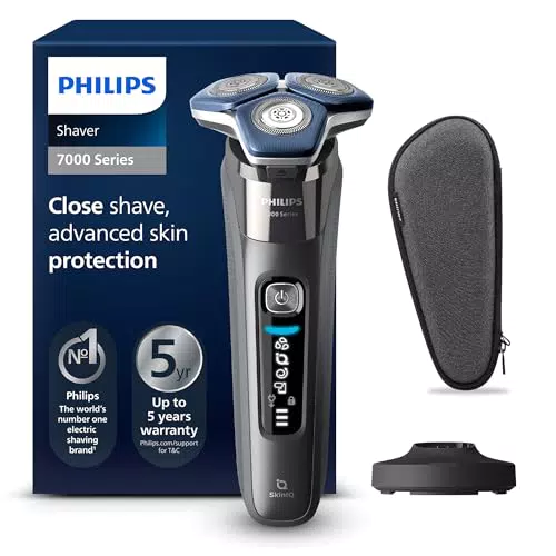 PHILIPS Shaver Series 7000 – Elektrischer Rasierer mit Trimmer und Reiseetui S7887/35