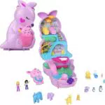 Polly Pocket Mama und Joey Känguru Tasche 2-in-1 Spielset mit Zubehör, HKV50