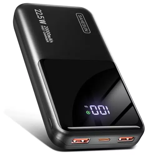 Powerbank 20000mAh mit 22.5W Schnellladung, USB-C/USB-A, LCD für Smartphone Outdoor