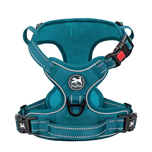 PoyPet Keine Pull Hundegeschirr Front Reflektierende Pet Weste für Hunde mit Einfache Kontrolle Griff und Rückseite perfekt für den täglichen Training