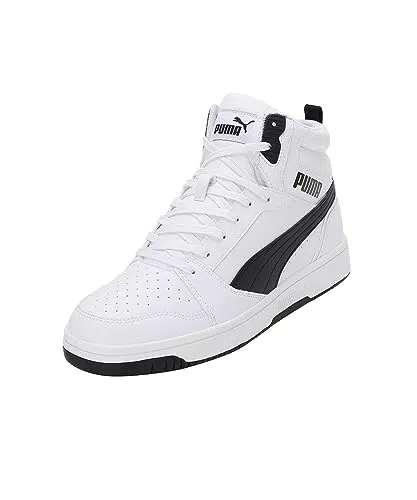 PUMA Unisex Rebound V6 Sneaker, White Black Chocolate Chip