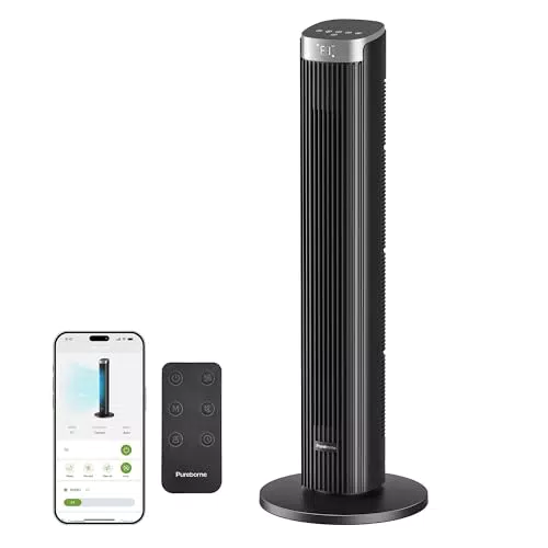 Pureborne Ventilator mit Fernbedienung und WLAN, 90° Oszillation, Timer, 4 Modi