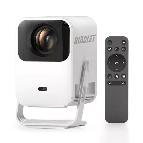 QIAOLET Mini Beamer 4K Full HD, WiFi 6, Bluetooth, Autofokus, 270° drehbar