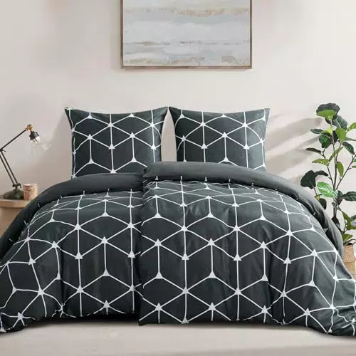 RUIKASI Bettwäsche Set aus Mikrofaser mit geometrischem Muster und Reißverschluss