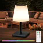 RWWR LED Solar Tischlampe Outdoor, kabellos, dimmbar, mit Fernbedienung, IP44