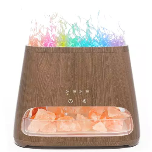 SALKING Aroma Diffuser mit Salzlampe und LED Flammeneffekt, Ultraschall Luftbefeuchter