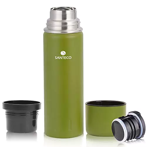 SANTECO Isolierflasche Edelstahl – Auslaufsicherer Thermos für Kaffee & Tee