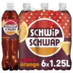 Schwip Schwap Cola-Orangen Erfrischungsgetränk koffeinhaltig, recycelte Flasche