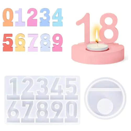 Silikonformen Zahlen Gießform für Kerzenhalter und DIY Geburtstagskerzen