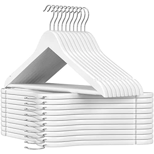 SONGMICS Kleiderbügel aus Massivholz mit rutschfestem Hosensteg, CRW03W